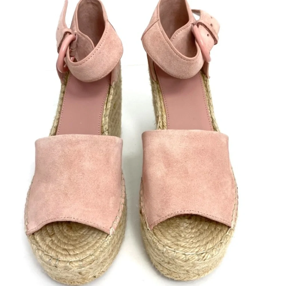 MARC Fisher Alida Suede Platform Wedge Espadrilles Sandals Dusty Pink Size 9 New